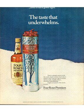 1972 Four Roses Premium American Light Whiskey Vintage Print Ad (L1)